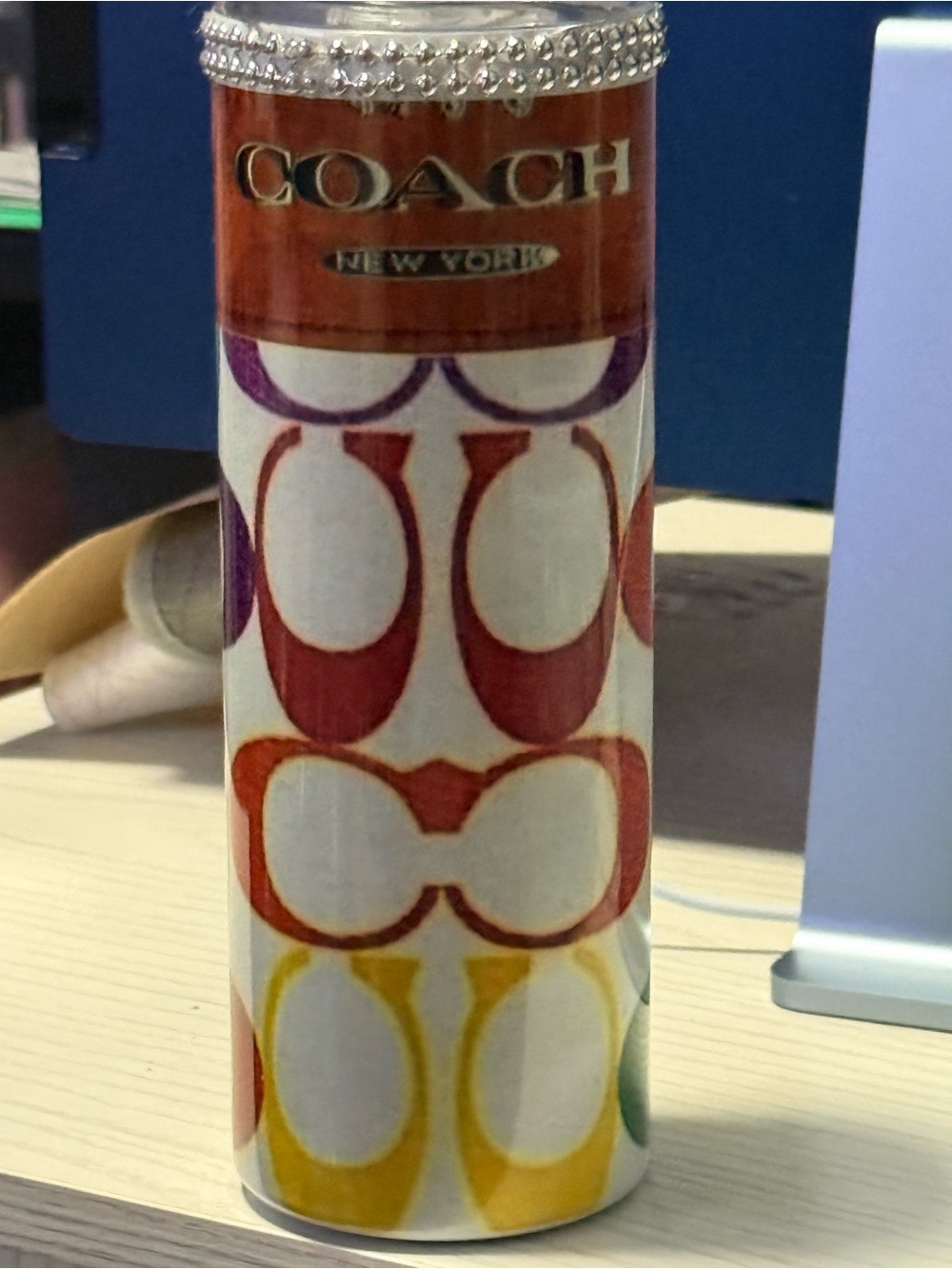 COACH Multicolor Signature Pattern Decorative Tin - Yellow/Red/Purple Accents